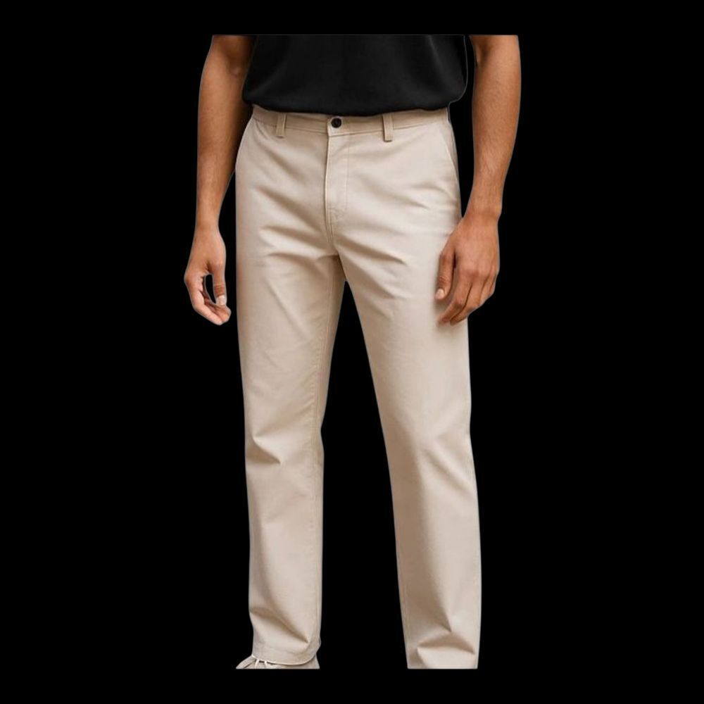 Eddie Bauer Mens Khaki Chino Pants Size 34 LONG FLat Front 100% Cotton Twill